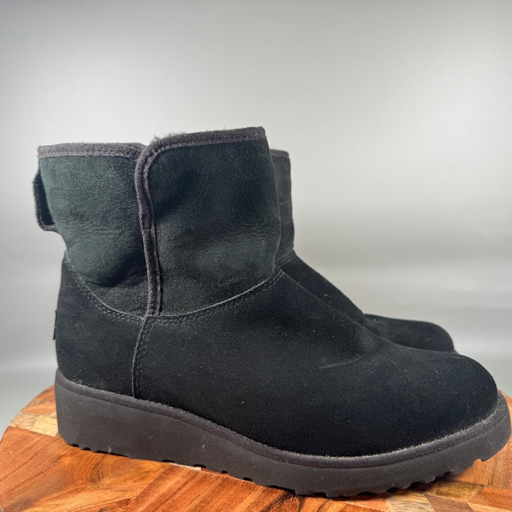 UGG Kristin Black Suede Wedge Ankle Boots 1012497 Womens 8.5